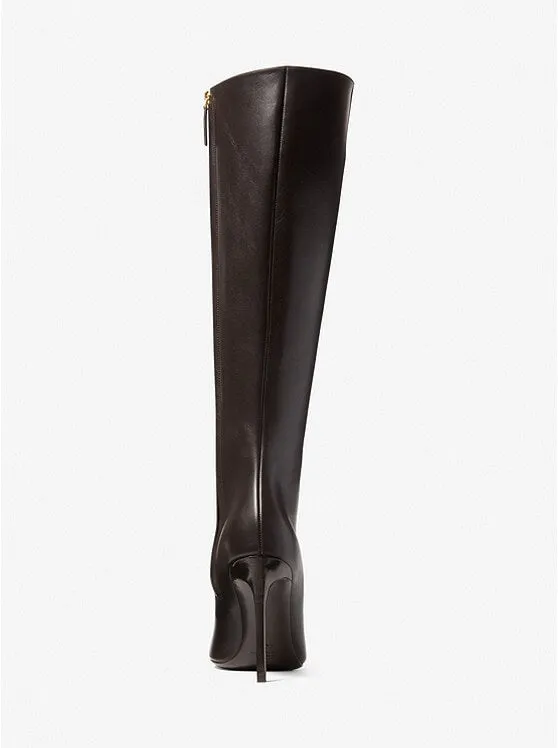 Luxurious Brown Leather Tatjana Boots by Michael Kors Collection