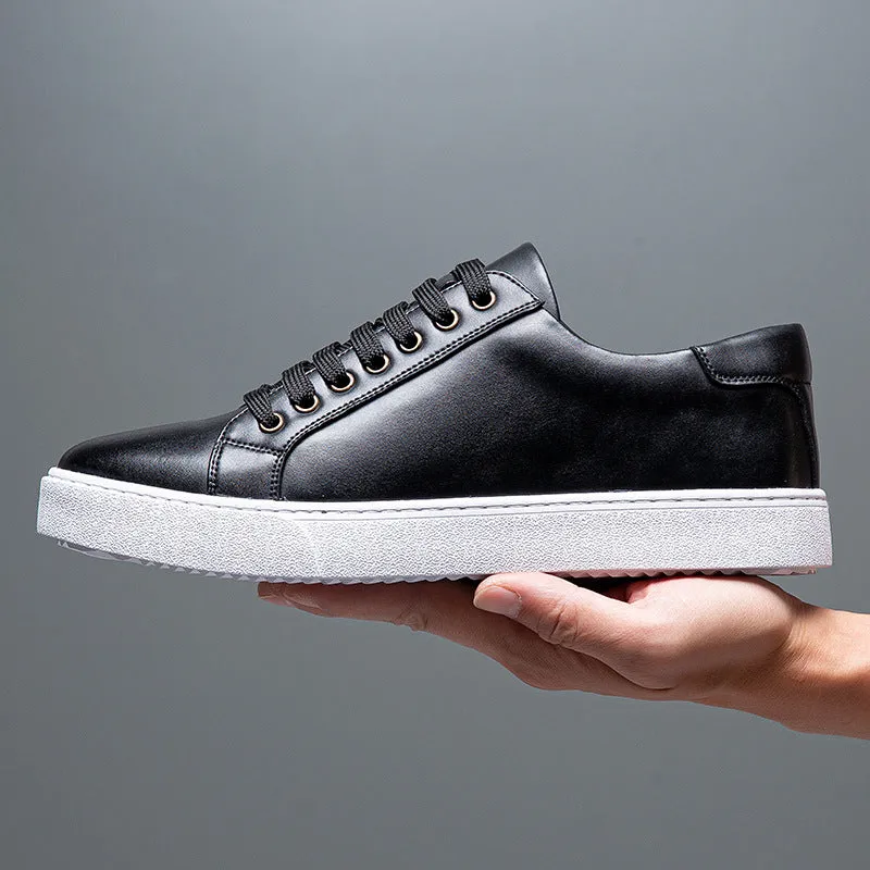 Owlkay Men's trendy sneakers British style polished casual shoes