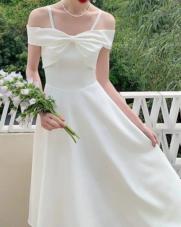 Retro Style Bow Tie Bridal Dress